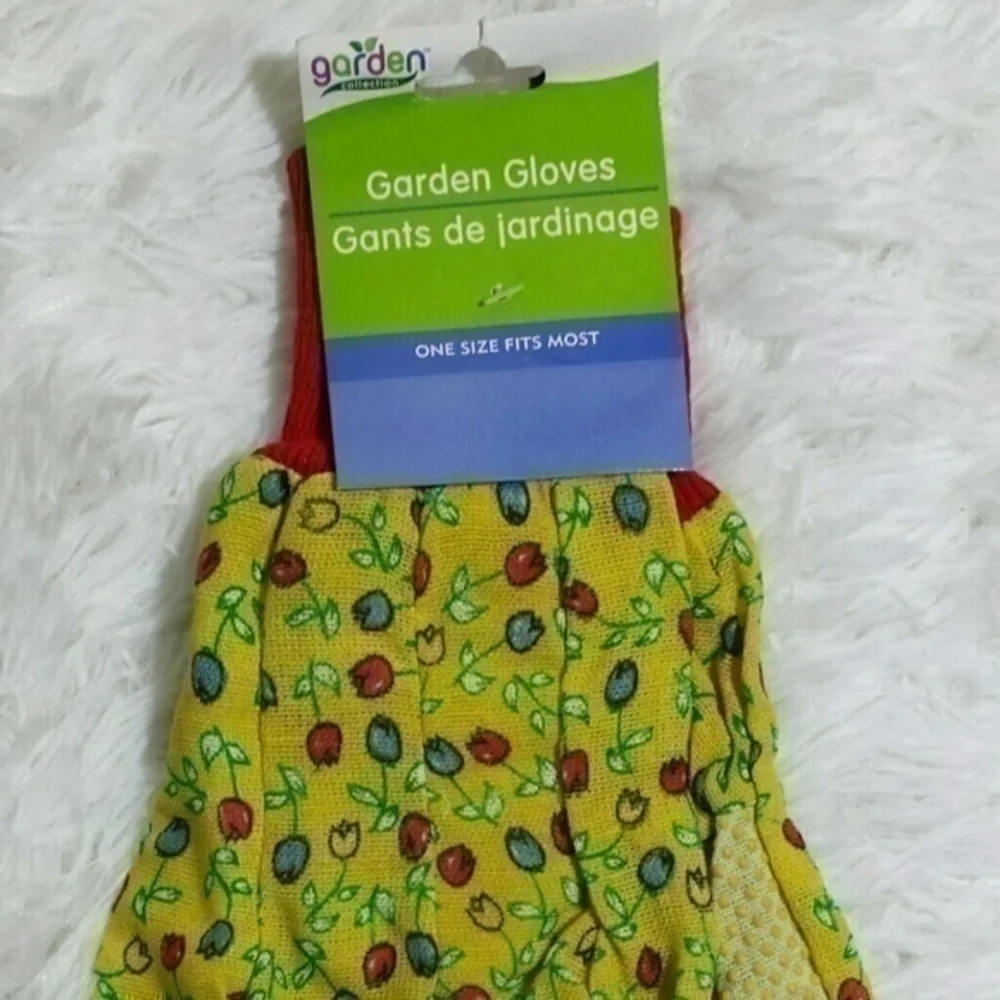 Garden Tulip Print Gardening Gloves - Size OS